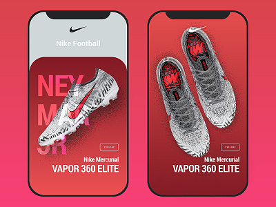 Nike Mercurial Vapor 360 Elite app design minimalism mobile nike soccer app typography ui ui design uidesign ux ux design web