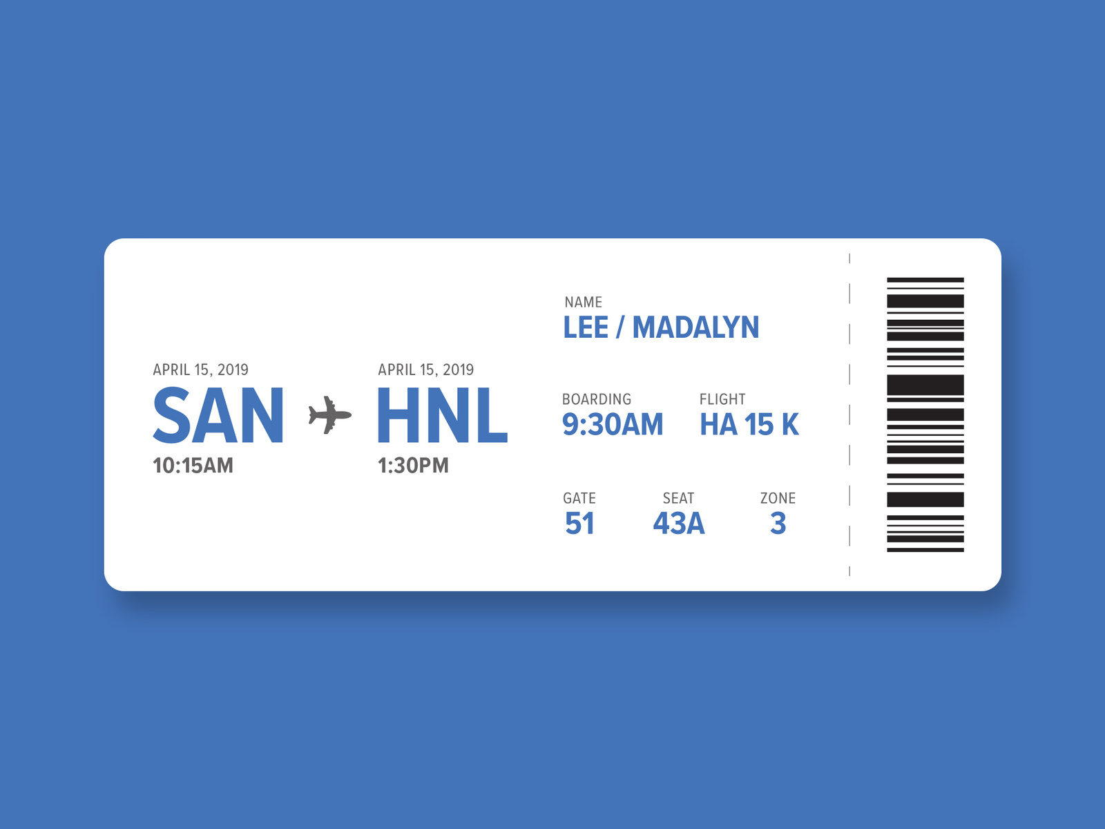 Daily Ui 024 - Boarding Pass By Madalyn Lee On Dribbble