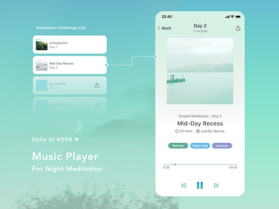 Daily UI #009 - Music Player for Night Meditation 009 daily ui health meditation app music player