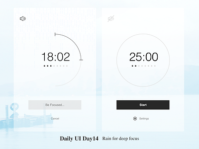 Daily UI #014 Countdown Timer(Pomodoro + rain BGM) dailyui pomodoro timer