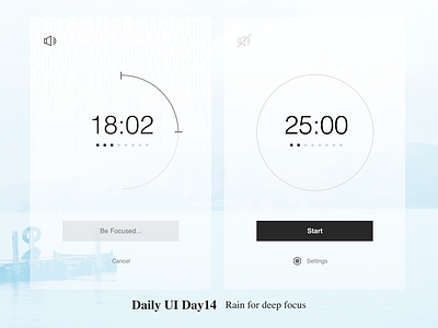 Daily UI #014 Countdown Timer(Pomodoro + rain BGM)