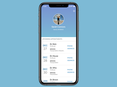 Upcoming Medical Appointments daily ui design iphone11pro preview sketch