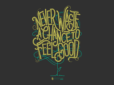 Never Waste a Chance to Feel Good apparel design design digital art drawing handdrawn handdrawn type illustration poster art screen print typography