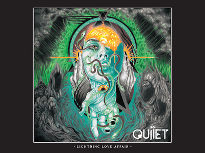 Quiiet --- "Lightning Love Affair" album cover album art album cover album cover art band art band march color pencil colored pencil design digital art drawing handdrawn handdrawn illustration illustration merch poster poster art surreal art surrealism typography