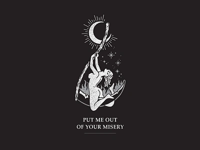 Put Me Out of Your Misery album art apparel apparel design band art black and white dark art design digital art digital arts drawing graphic art graphic design handdrawn handdrawn illustration illustration merch design poster art screen print typography vector