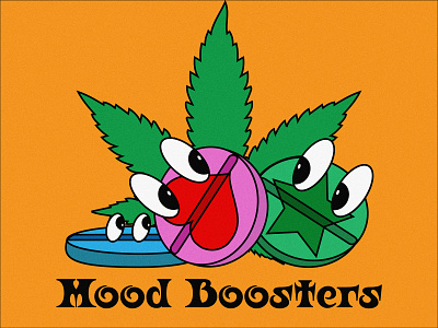 Mood Boosters 70s cartoon cartoon character character character art ecstacy flat illustration pills vector vector illustration weed