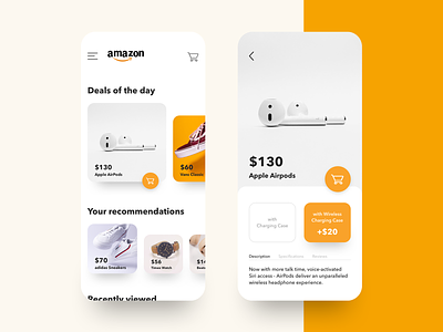Amazon App Concept amazon app app design appdesign appdesigner clean flat logo minimal shopping shopping app ui ui design uidesign uidesigner uiux user interface ux ux design web