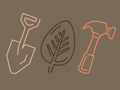 Crafts icons crafts hammer icons leaf shovel