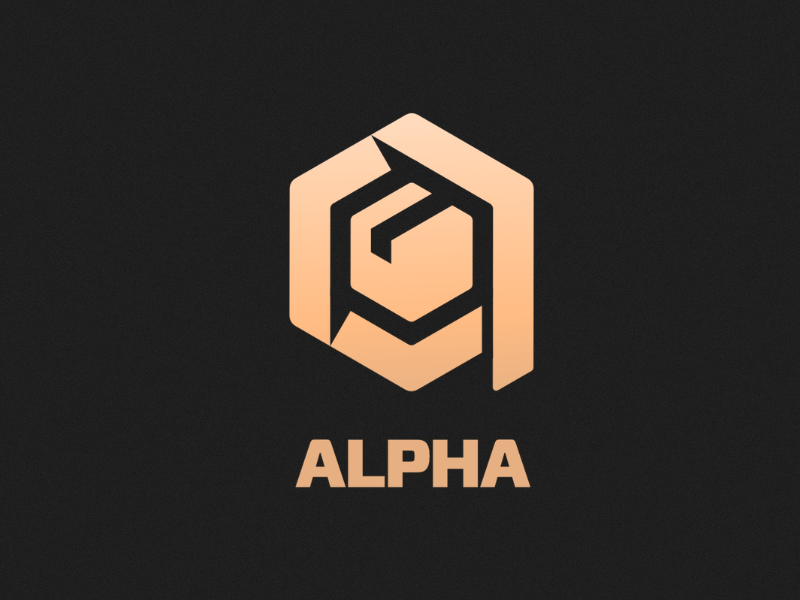 Alpha box transport shipping cargo logo