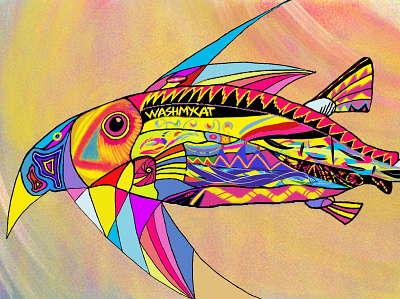 Flying Fish bird crazy design digitalart drawing fantasy fantasyart fish illustration