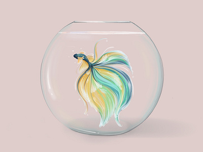 Betta fish bowl colorful design digital digital illustration fish illustration water