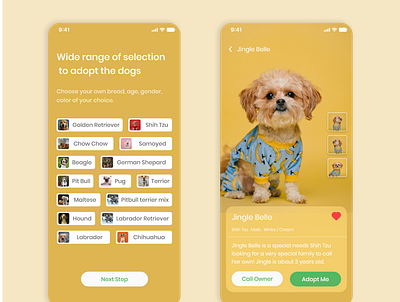 Adopt Dogs Online adobe xd adopt android app design dogs ios minimal mobile ui ux
