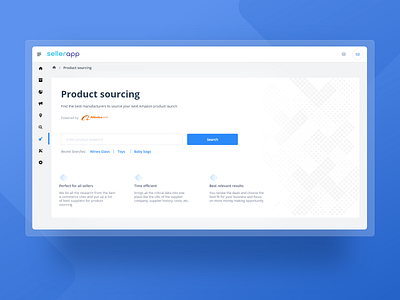 Product sourcing start screen