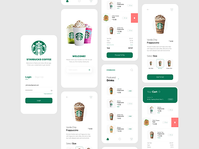 Starbucks App Concept adobe xd app design design ecommerce app graphic minimal mobile app mobile ui mockup negative space starbucks ui ui ux ui design ux ux design