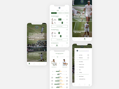 The Wimbledon App adobe xd app design case study design ios app minimal mobile app mobile ui mockup tennis ui ui ux ui design ux ux design wimbledon wireframe