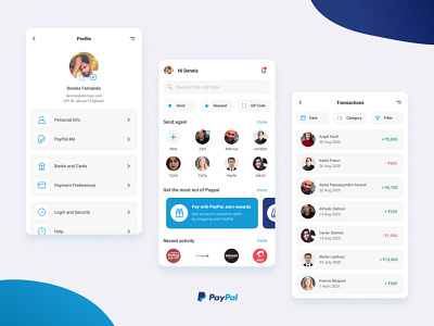 PayPal Redesign app avatar bank cards ui challenge googlepay icon ios list logo money pay paypal profile ui ux