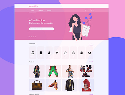 Home africa ecommerce fashion ui design webdesign