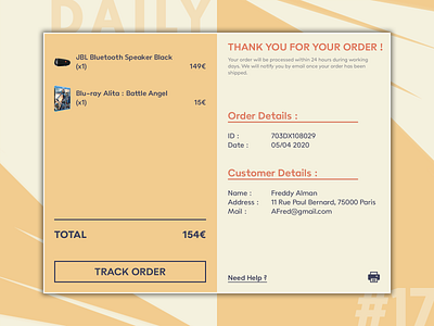 Daily UI Challenge #017 - Email Receipt abstract design daily 100 challenge daily ui dailyui email receipt flat flat design graphic design receipt ui ux web design