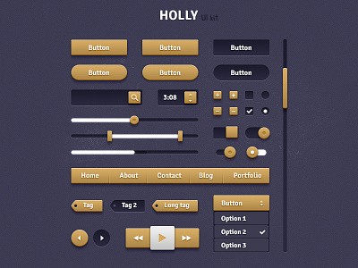 Holly UI Kit 2x button dropdown icon kit menu player progress psd scroll texture ui