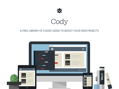 Cody Landing Page animation apple cody flat free freebie gif landing library mac minima
