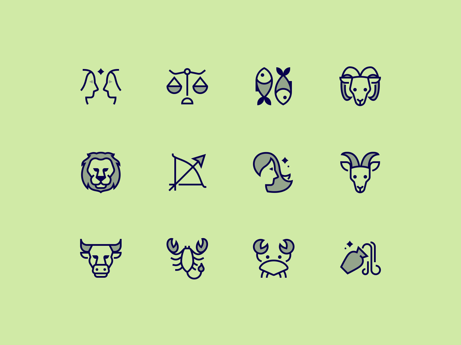 Free Icons Zodiac Signs by Sebastiano Guerriero for Nucleo on Dribbble