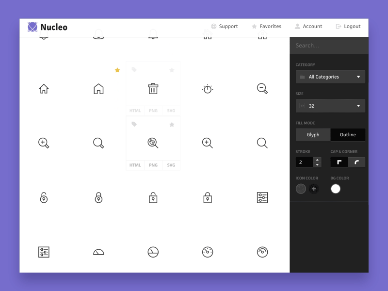 Nucleo - Export Icons app export icon icons modal nucleo resolution