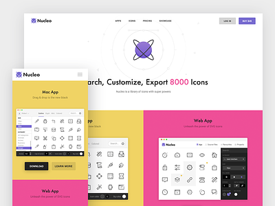 Nucleo Homepage header hero icon icons minimal nucleo responsive