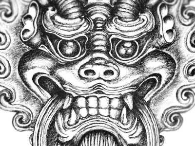 Samurai artwork detail black design drawing drawn hand handdrawn illustration pencil sketch skull tshirt twinne
