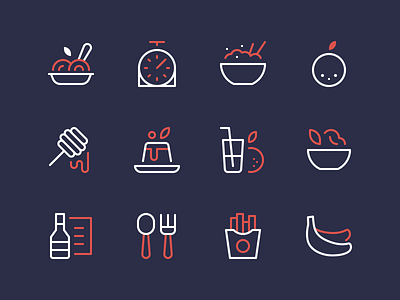 Food Icons chips dessert food fruit honey icons nucleo pasta salad