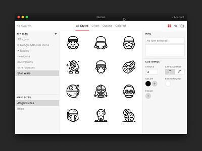 Icon Editor app icon icons library manager nucleo stroke