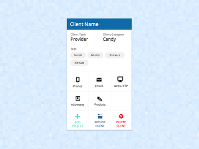 Dashboard - Client Card dashboard