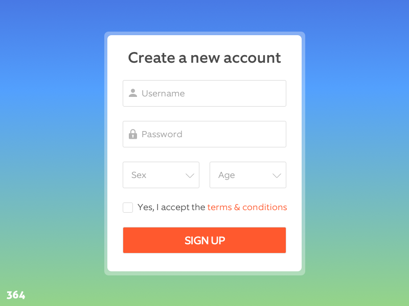 Sign Up Modal #364 dailyui 365designs 364