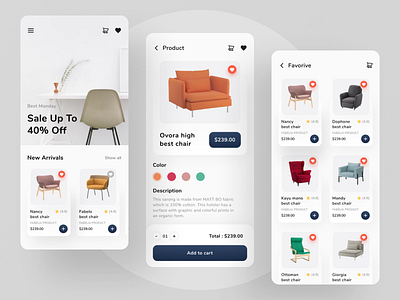 UI - Furniture App app daily design furniture app mobile mobile app design sofa ui ui design uiux ux white