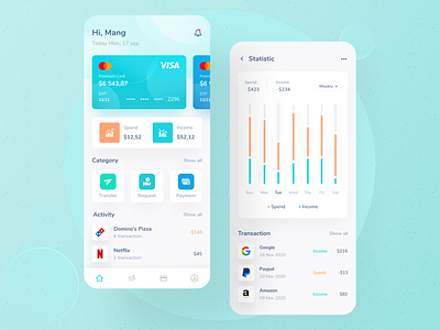 Finance App - UI activity app balanced daily design finance mobile mobile app design statistic ui ui design uiux ux white