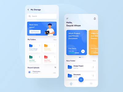 Cloud Storage App app blue daily design flat illustration illustration mobile mobile app design storage storage app ui ui design uiux ux