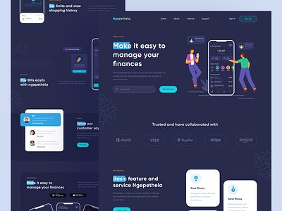 Finance Web Design - Ngepethela Landing Page branding daily design illustration ui ui design uiux ux vector