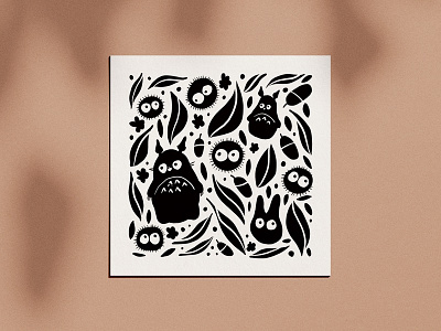 'My Neighbor Totoro' Tribute black and white drawing folk folkart ghibli illustration ipad my neighbor totoro procreate procreate5 studio ghibli susuwatari totoro