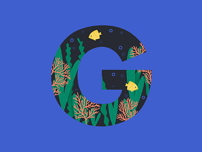 36 Days of Type, day 7: G 36daysoftype 36daysoftype07 blue coral fish g letter g ocean procreate underwater