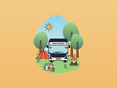 "Happy Summer!" illustration for busdrivers, 2020 edition arriva bus busdriver busdrivers camping clean design greeting card holiday illustration illustrator summer sun vacation vector