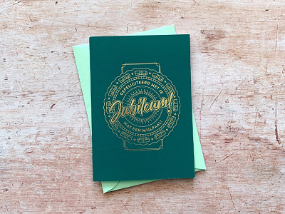 'Anniversary' greeting card anniversary bus busdriver gold gold foil goldfoil green greeting card happy anniversary jubileum mandala minimal stationery