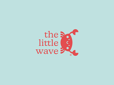 The Little Wave: Alternate logo lock-up brand identity branding crab creative glow challenge cute logo swimwear the little wave