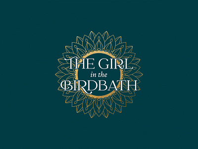 The Girl in the Birdbath cover: Title & Sunflower mandala