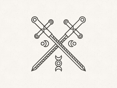 Swords X Moon graphic icon logo moon swords symbols