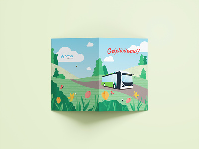 'Happy Birthday' Greeting Card brand designer bus flowers graphic design greeting card illustration keukenhof spring stationary tulips