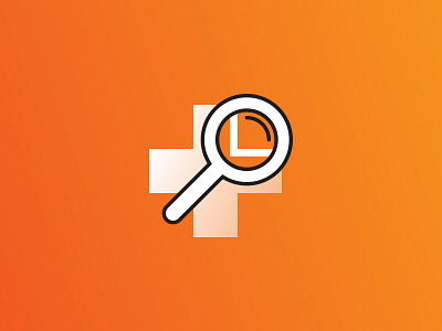 Logo-sketch: a closer look at healthcare cross health healthcare icon logo magnifier magnifying glass medical orange search
