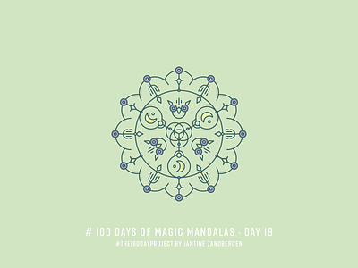 The 100 Day Project - Day 19 geometry illustrator mandala moon owl symmetry the100dayproject vector