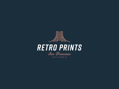 30 Day Logo Challenge X - Retro Prints 30 day logo challenge blue brand and identity branding coral golden gate golden gate bridge graphic design logo logocore retro retro logo retro prints san francisco thirty day logo challenge