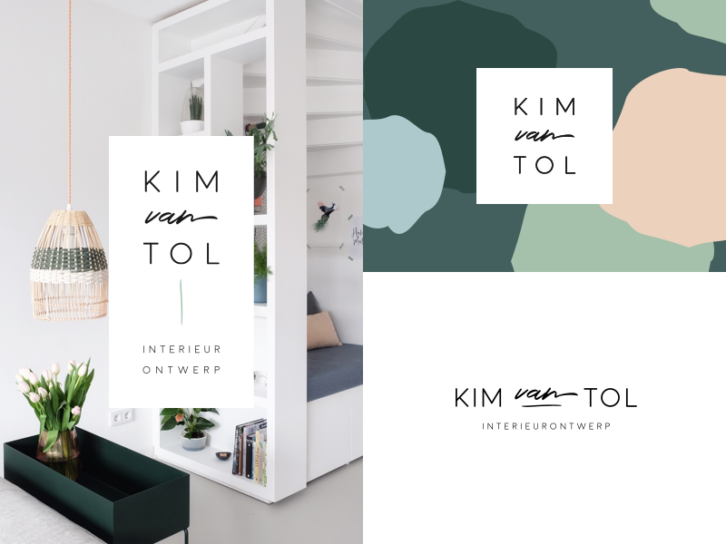 Kim van Tol Interior Design: Logo Scalability logo design clean design clean minimal green interior designer interior design kim van tol kim branding visual identity logo branding logo