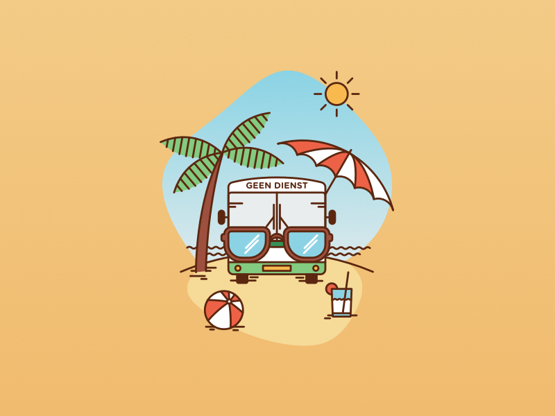 "Happy Summer!" illustration for busdrivers busdrivers busdriver arriva sunglasses illustration sun palmtree palm beach warm yellow relax holiday summer vacation summer bus