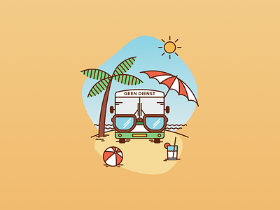 "Happy Summer!" illustration for busdrivers arriva beach bus busdriver busdrivers holiday illustration palm palmtree relax summer summer vacation sun sunglasses warm yellow